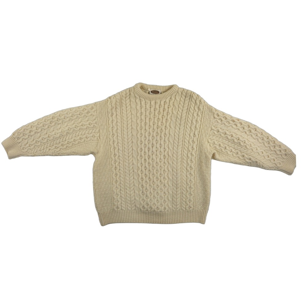 Vintage Sweaters of Ireland Fisherman 100% Wool Sweater Mens XL Cable Knit Irish